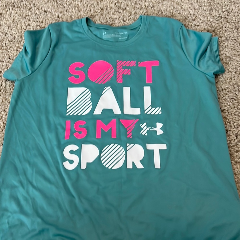 Teal color  girls under armour dry fit shirt